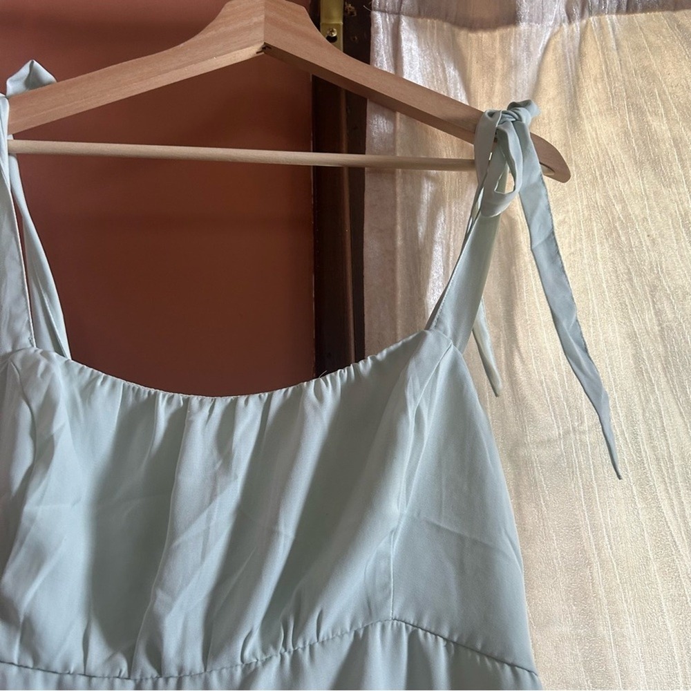 Abercrombie & Fitch Ruffle Mini Dress Babydoll Mint Green Preppy Pastel Size M - Picture 3 of 6